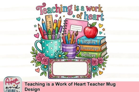 Download Teaching is a Work of Heart Teacher Mug Design - Premium Bundle